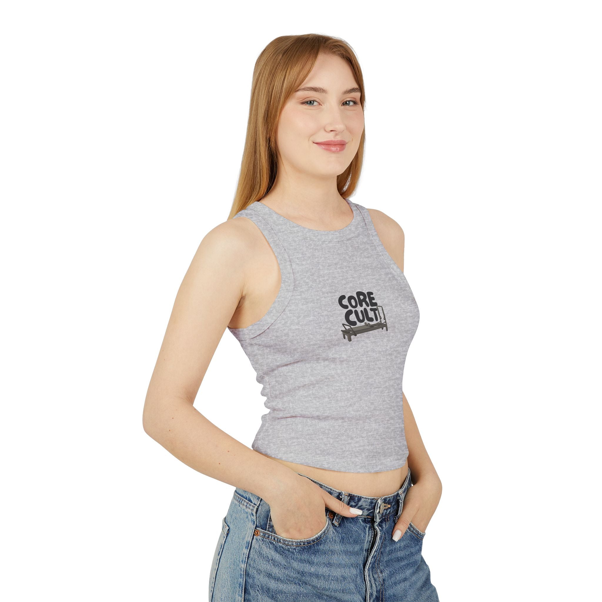 Core Cult Women's Micro Rib Racer Tank Top - Stylish Workout Tee