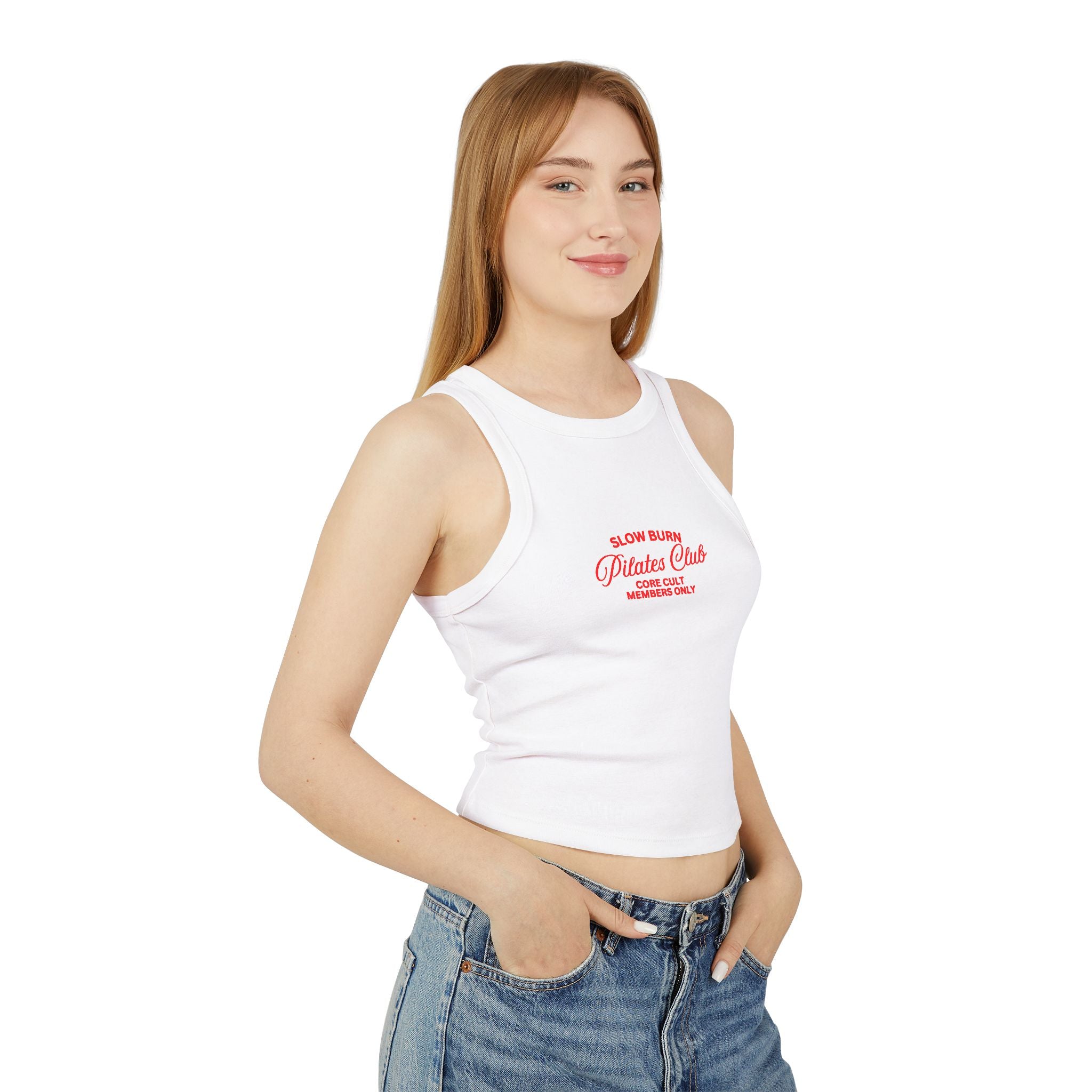 Pilates Club Women's Micro Rib Racer Tank Top - Stylish Workout Tee