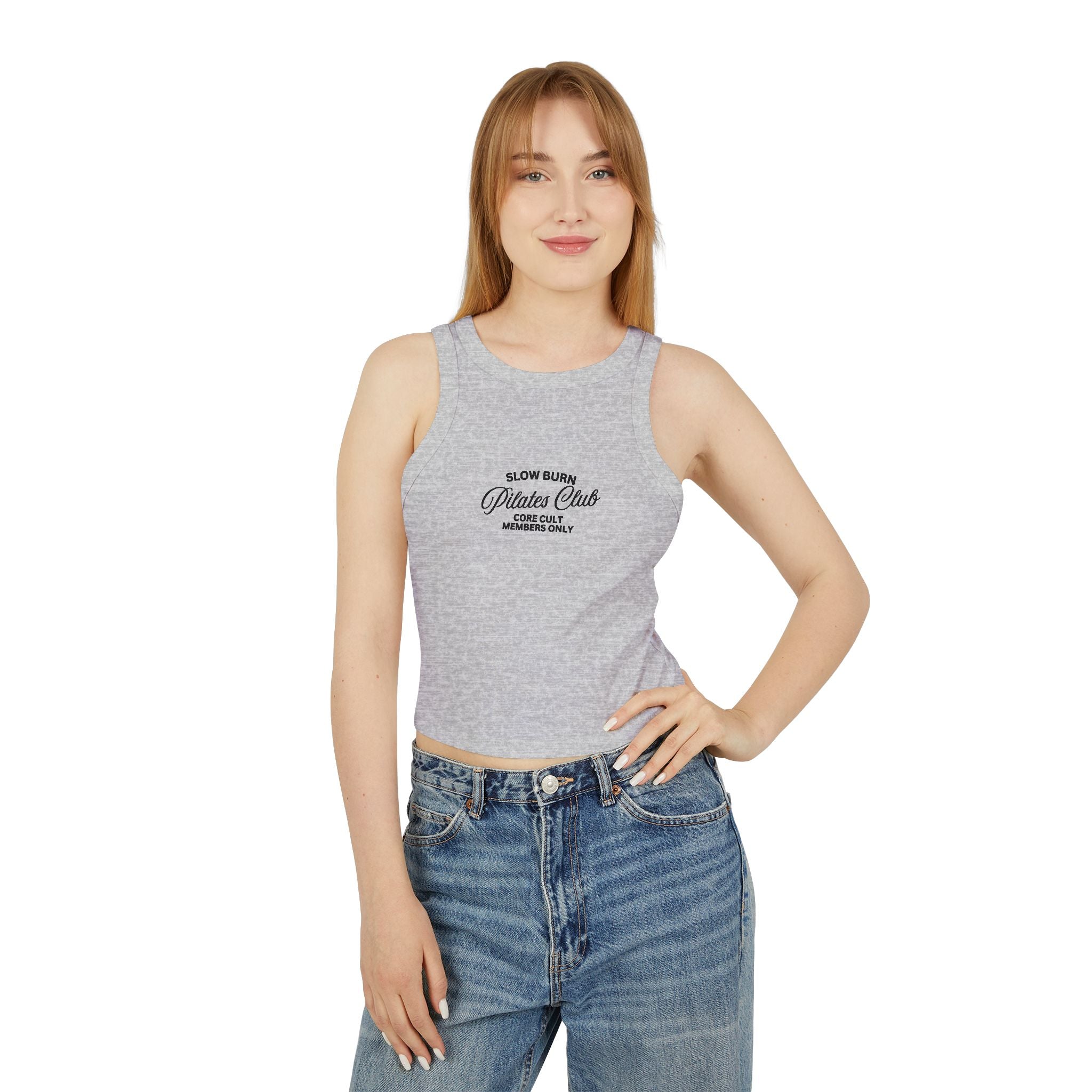 Pilates Club Women's Micro Rib Racer Tank Top - Stylish Workout Tee