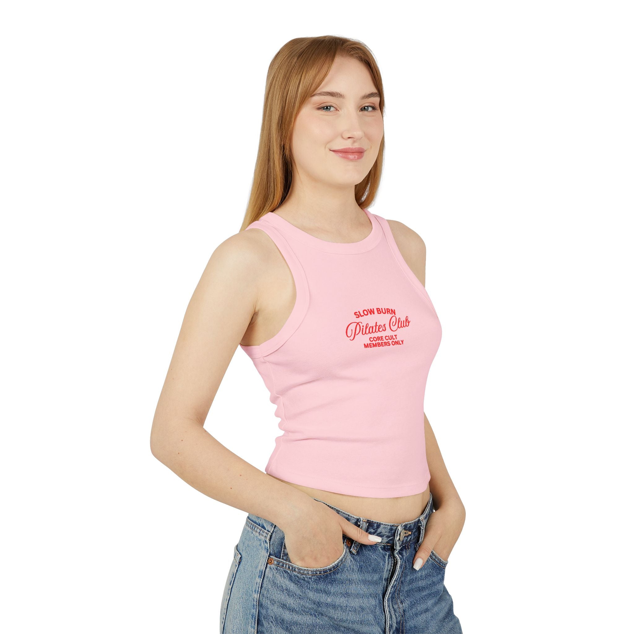 Pilates Club Women's Micro Rib Racer Tank Top - Stylish Workout Tee