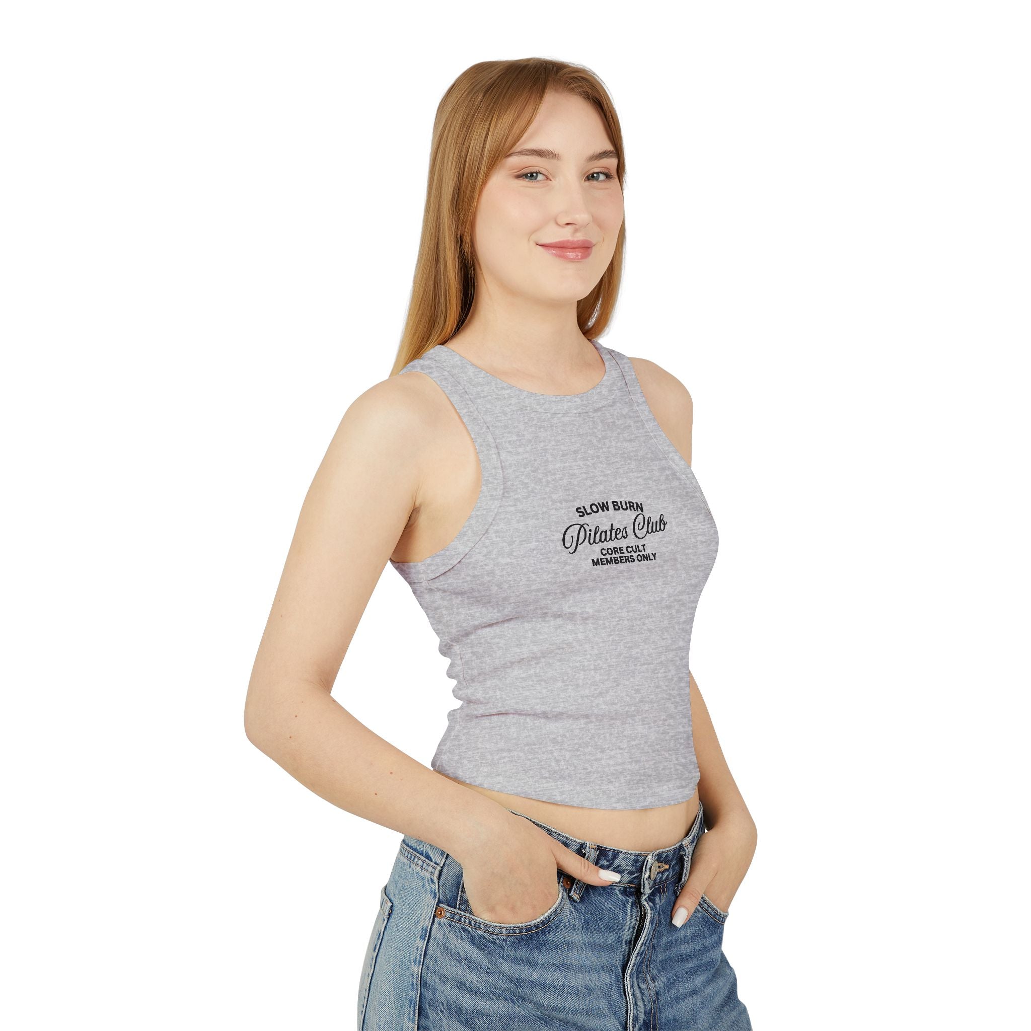 Pilates Club Women's Micro Rib Racer Tank Top - Stylish Workout Tee