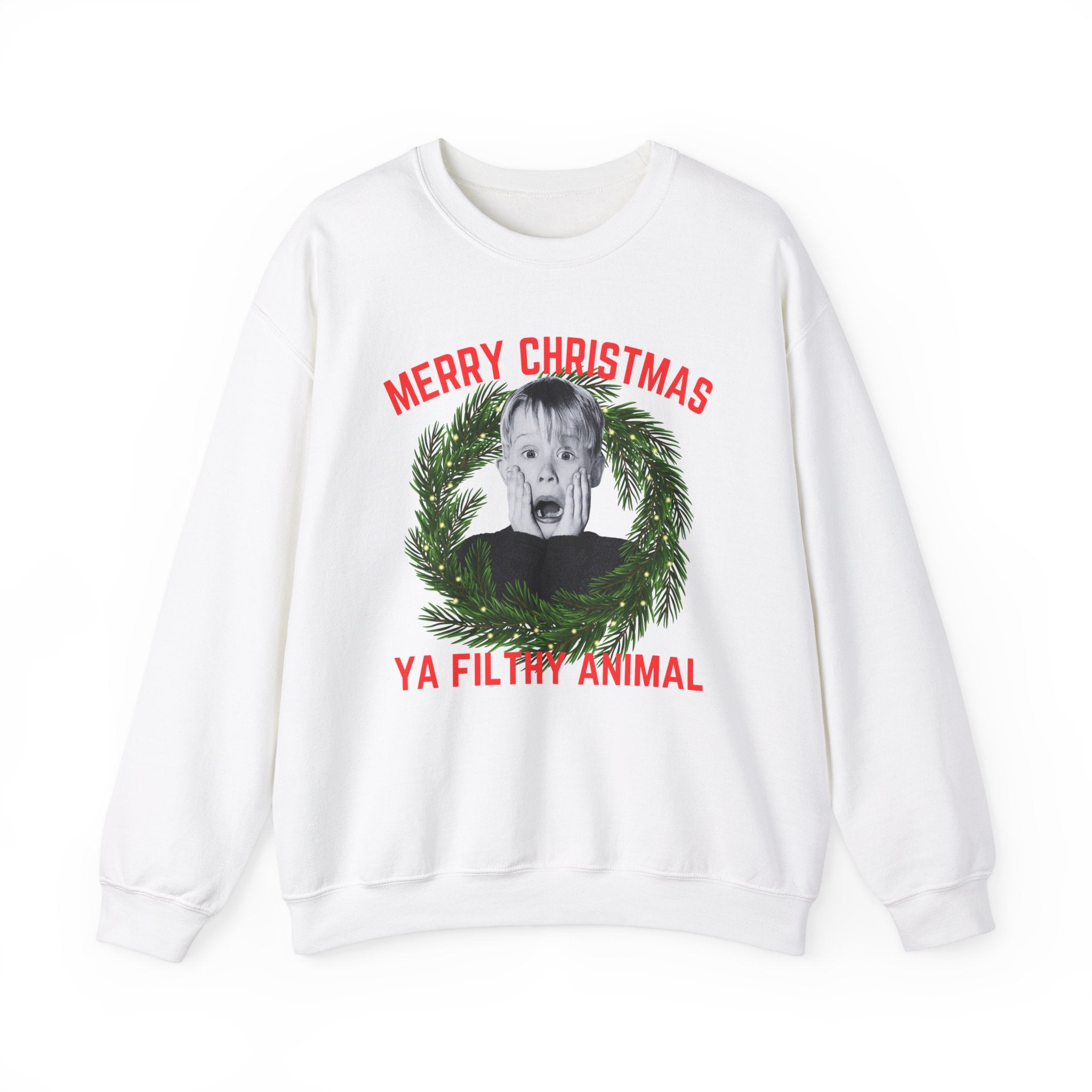 🎄 Merry Christmas, ya filthy animal 🎄Crewneck Sweatshirt | Kevin Mccallister Home Alone Christmas Sweatshirt