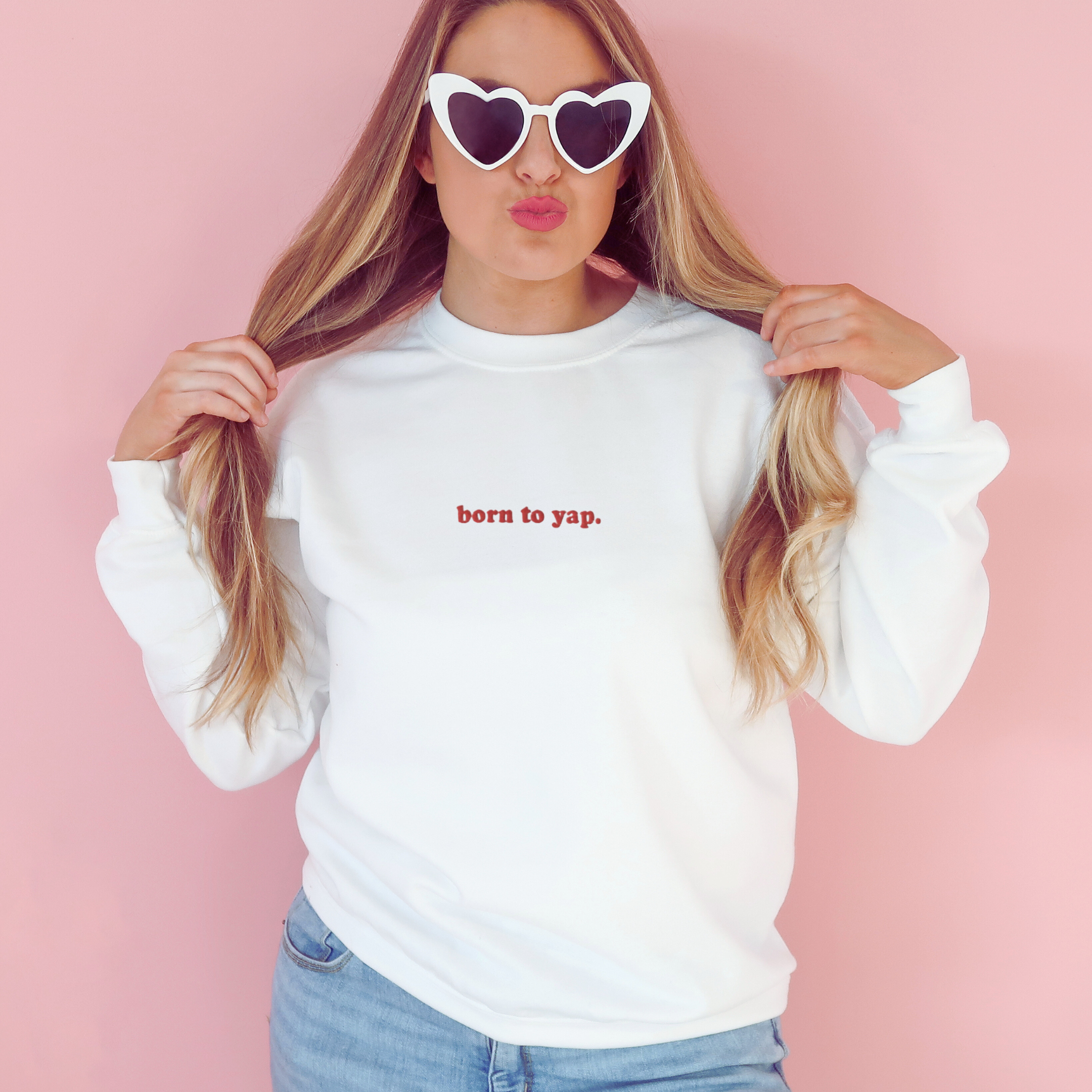 born to yap embroidered sweatshirt