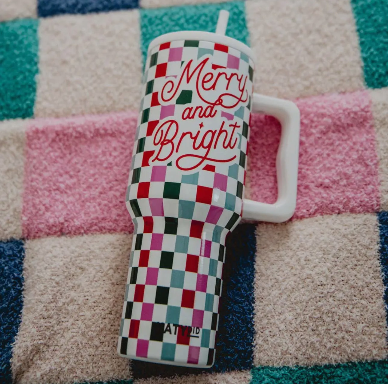 🎄Merry & Bright Checkered Tumbler🎄