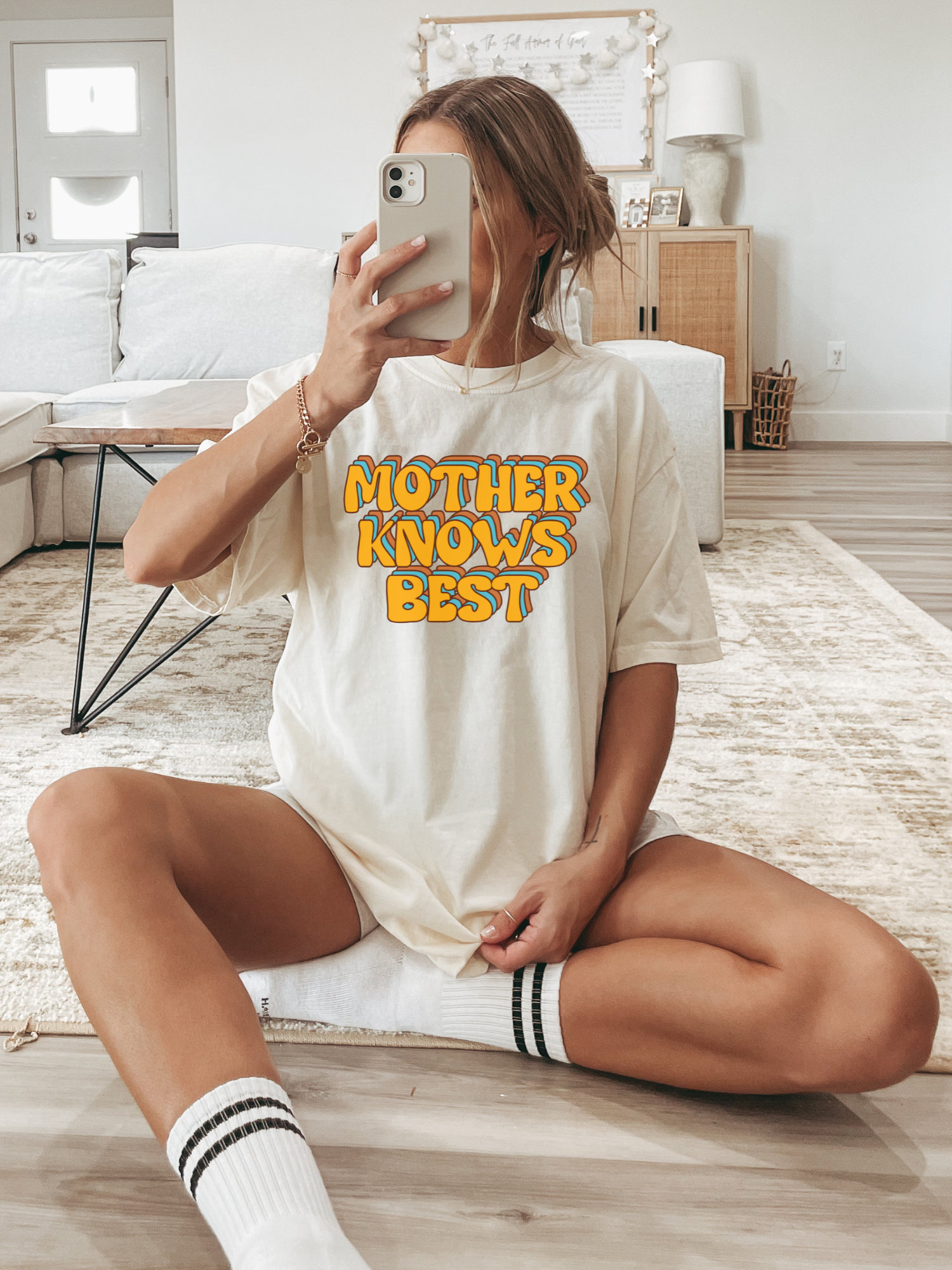 Retro Mother Knows Best Unisex Garment-Dyed T-Shirt
