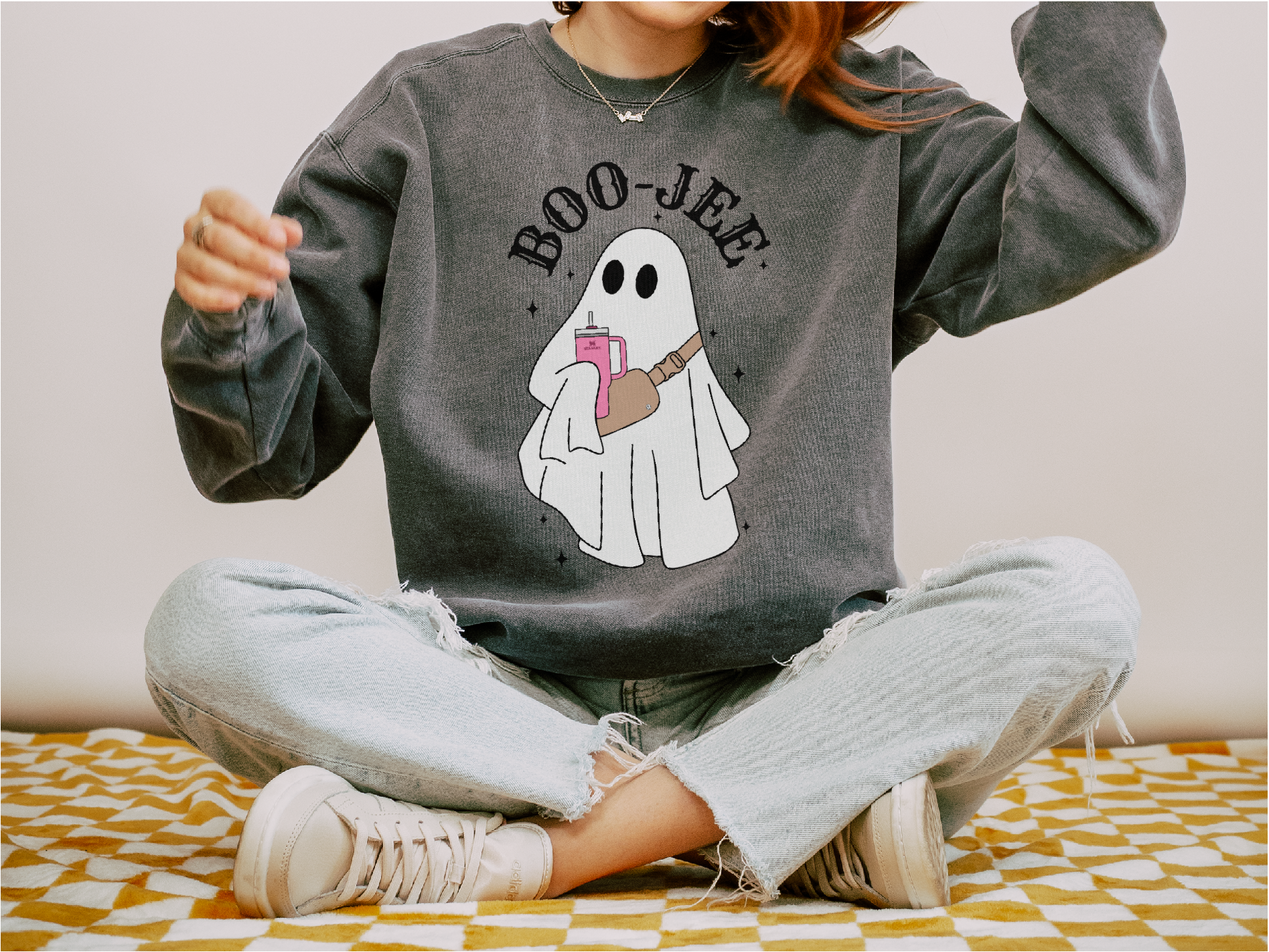 Boo-Jee Garment-Dyed Sweatshirt | Funny Boojee sweatshirt for fall halloween | Boujee Bougie