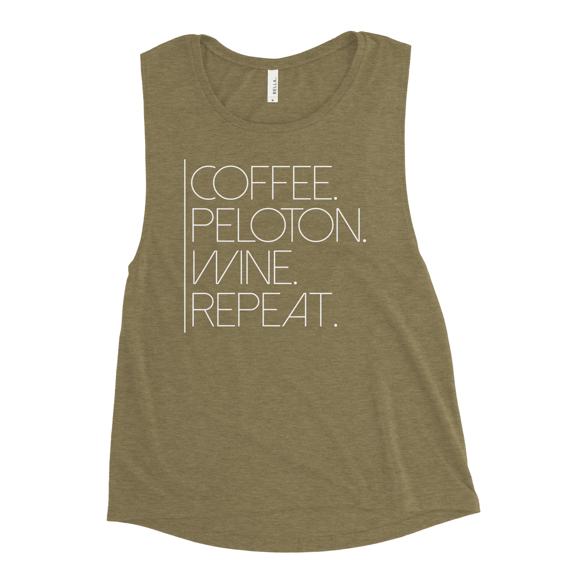 Coffee Peloton Wine Repeat Women's Muscle Tank